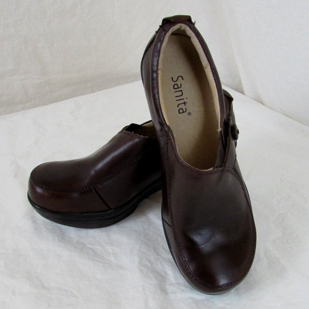 Sanita Clogs Nadine Brown Leather Size 36 EU